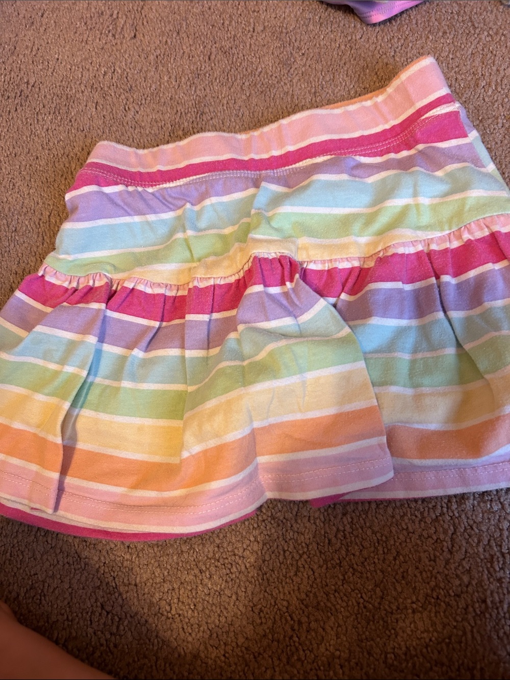Pastel Rainbow Stripe Ruffled Skort